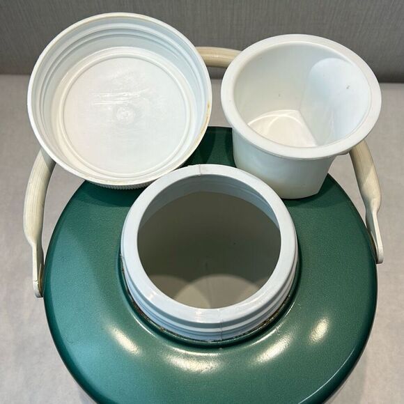 Vtg Coleman Water Jug Cooler Drink Dispenser Green White Round 1970s 1 Gallon - Picture 9 of 13